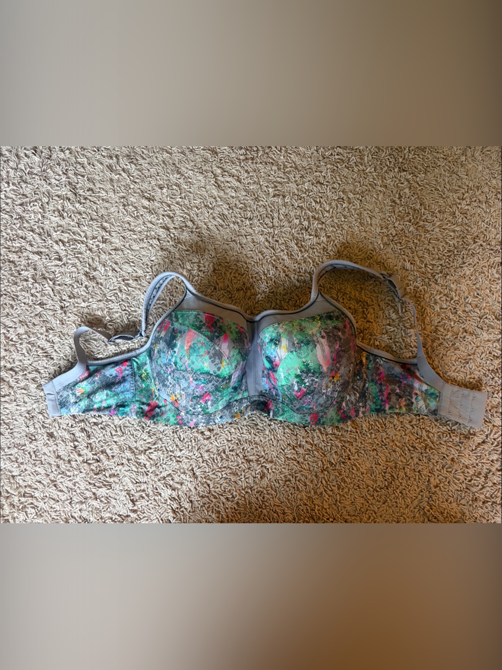 Panache Kids One Piece Bra in Gray with Green Multi Print
